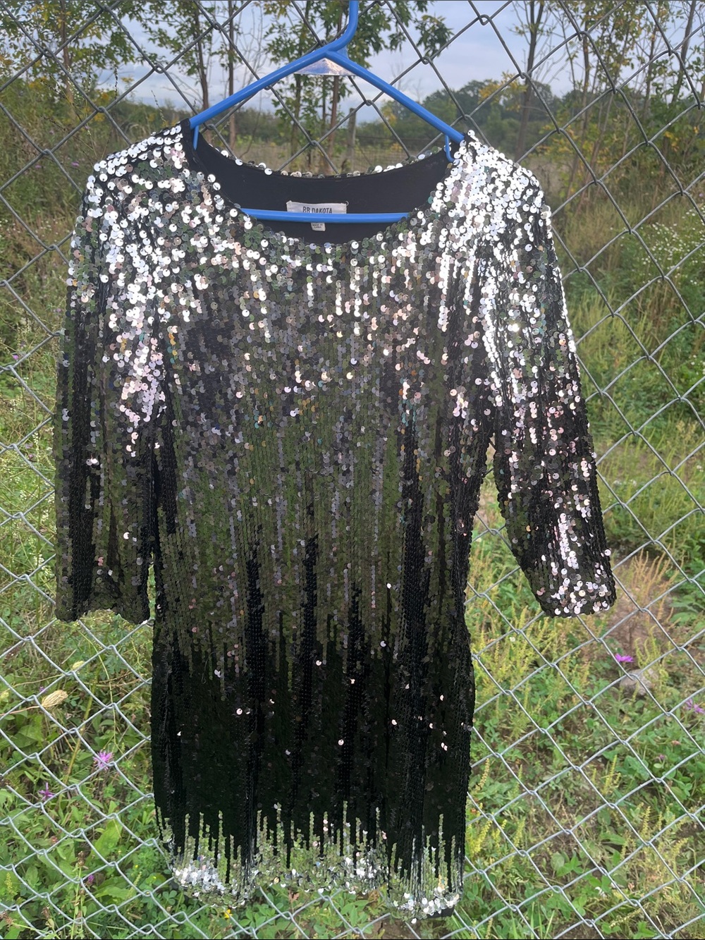BB Dakota Silver-to-Black Sequin Ombre Mini Dress